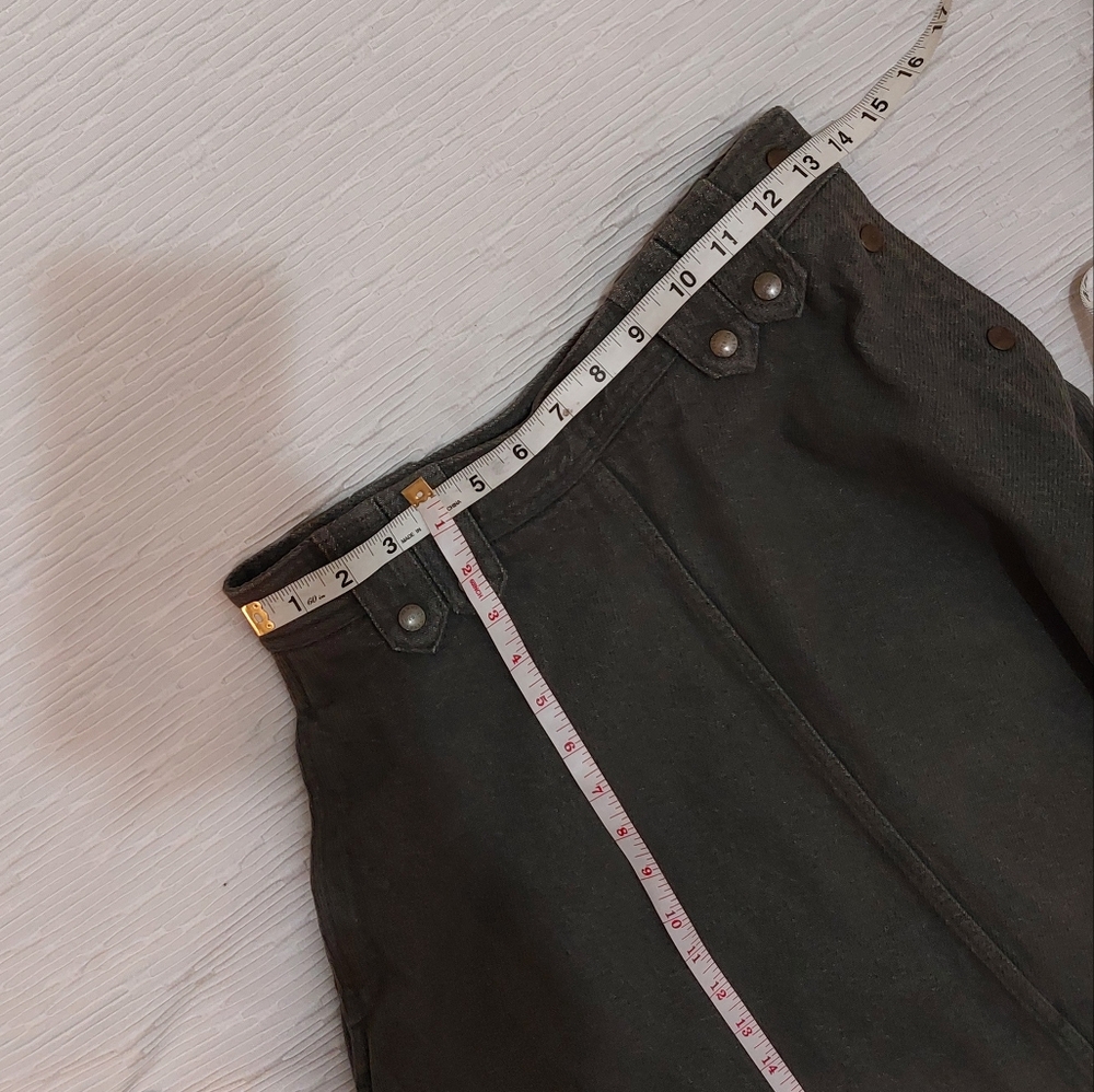 Vintage Denim Perry Ellis Dark Olive Skater Skirt 5/6 - Picture 12 of 13